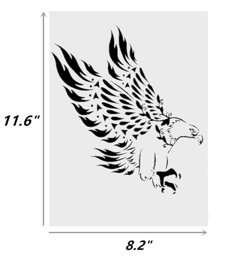 OBUY Lion Deer Tiger Wolf Whale Horse Animal Stencils for Painting on Wood, Fabric, Walls, Airbrush + More | Reusable Mylar Template (Eagle) - Image 2